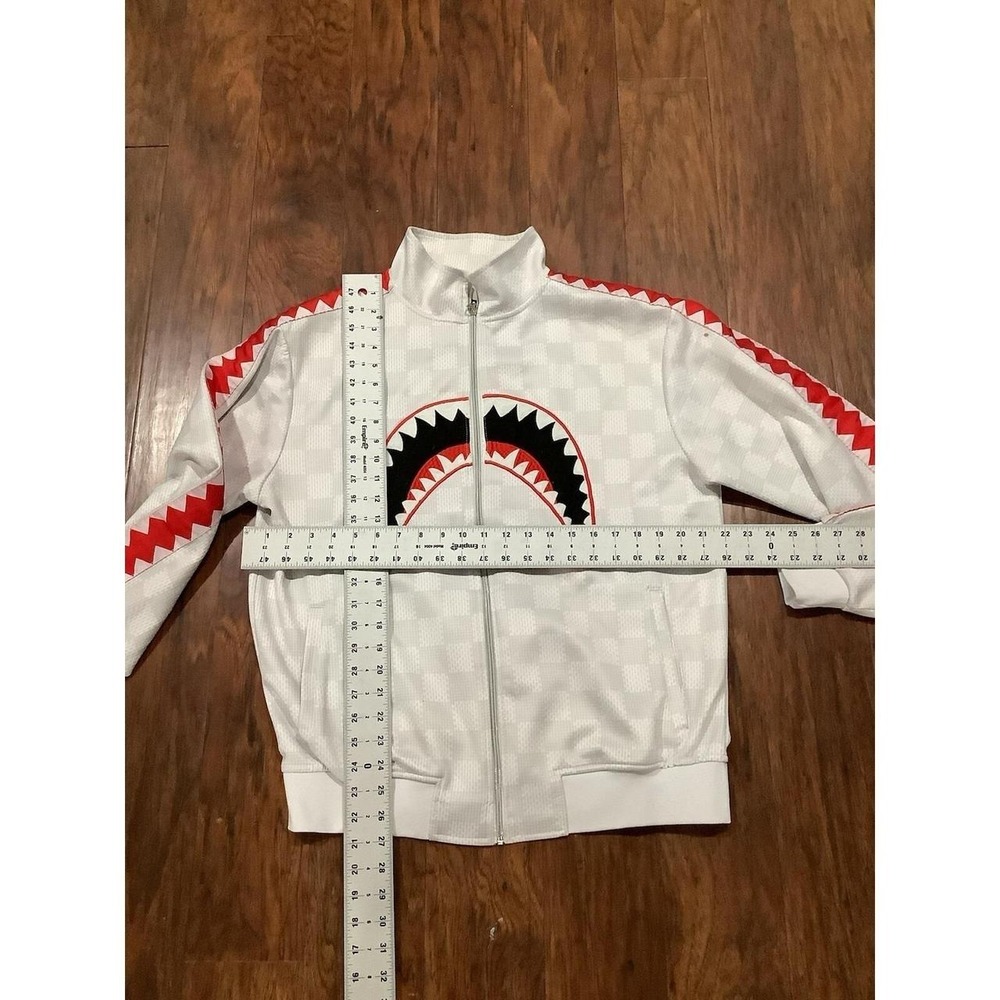 Hudson Outerwear Shark Mouth Track Jacket White Plaid Mens Large Look - Picture 3 of 8